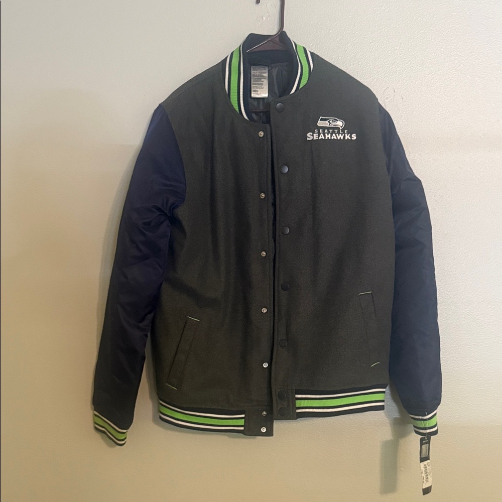 NFL Seahawks Gray and Navy Bomber Jacket